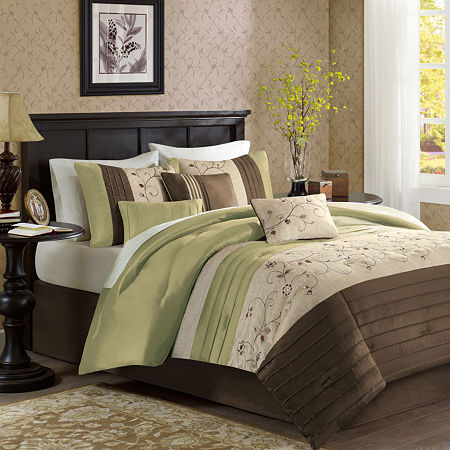 Madison Park Serene 7-Piece Comforter Set - King/Green - Bellso